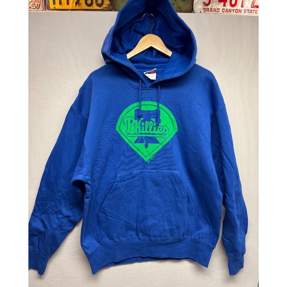 Philadelphia Phillies Majestic Pullover Hoodie Men's Blue Fleece NWOT Vintage
